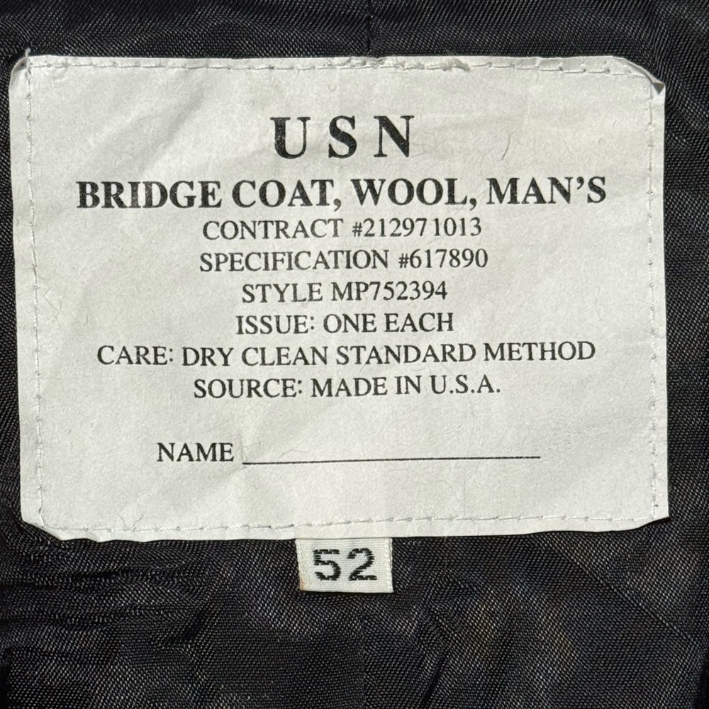 Men's Authentic Navy Bridge Coat, Double-Breasted - Picture 2 of 5